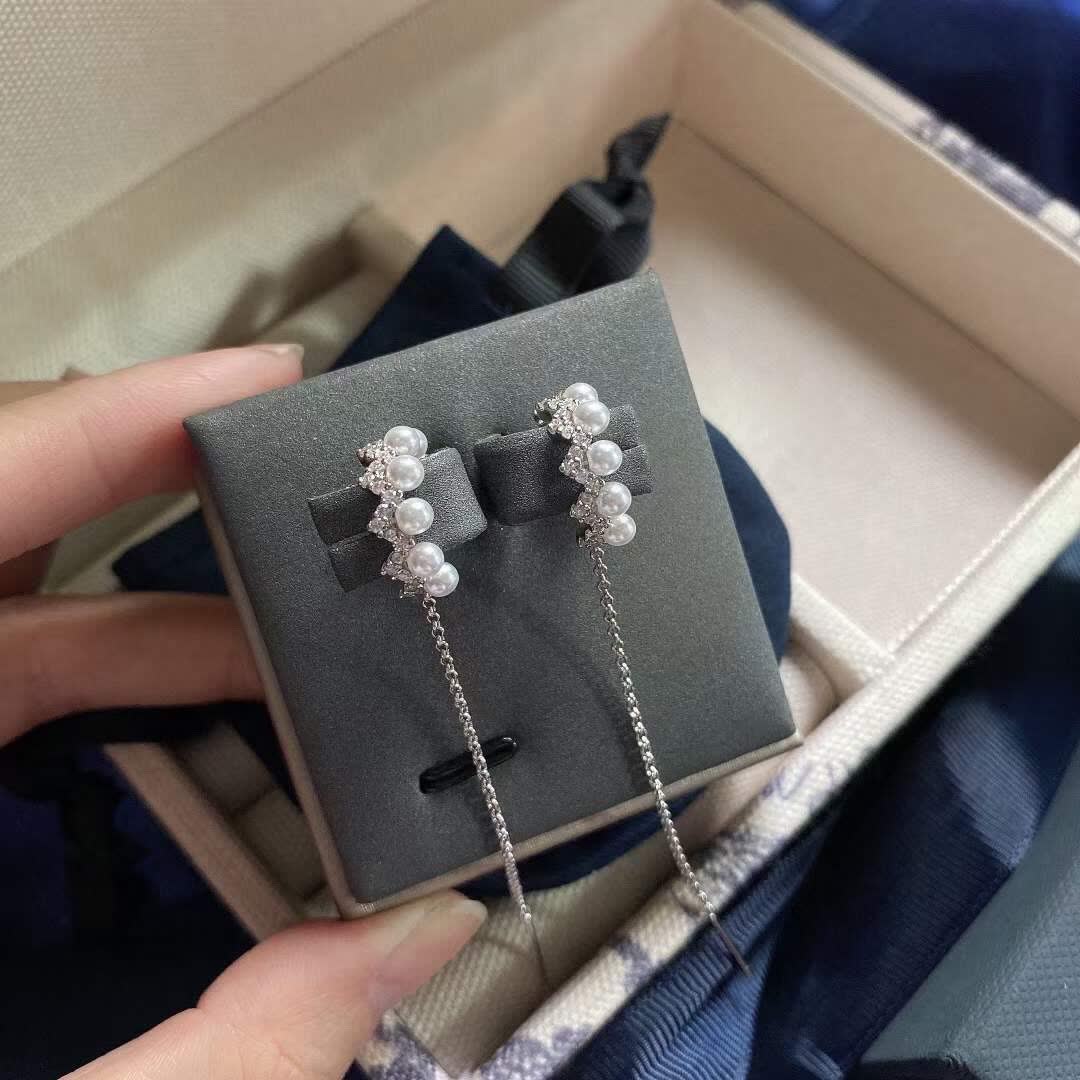 APM Monaco Silver Pearl Threader Earrings